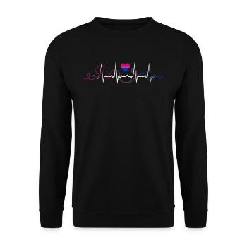 Bisexual Heartbeat Bi Flag Colors LGBTQ+ - Unisex Sweatshirt - black - Front - Alina (178cm) & Michal (187cm)