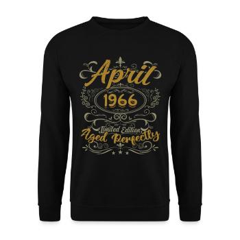 April 1966 Birthday Gift April 1966 - Unisex Sweatshirt - black - Front - Alina (178cm) & Michal (187cm)