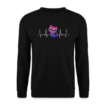 Bisexuel Chat mignon Battement de cœur Fierté - Sweat-shirt Unisexe - noir - Devant - Alina (178cm) & Michal (187cm)