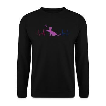 Bisexual Cat Butterfly Heartbeat Pride - Unisex Sweatshirt - black - Front - Alina (178cm) & Michal (187cm)