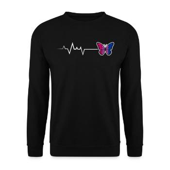 Bisexuel Fierté Battement de cœur Papillon LGBTQ - Sweat-shirt Unisexe - noir - Devant - Alina (178cm) & Michal (187cm)