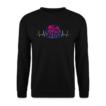 Bisexuel Fierté Champignons Battement de Cœur Drapeau - Sweat-shirt Unisexe - noir - Devant - Alina (178cm) & Michal (187cm)