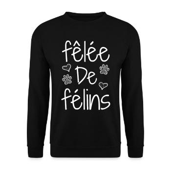 GEKNACKT MIT KATZEN! (chat) - Wortspiele - François - Unisex Pullover - Schwarz - Vorne - Alina (178cm) & Michal (187cm)