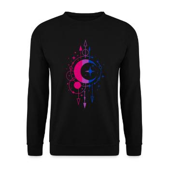 Bisexual Bi-Pride Moon with Stars and Arrows - Unisex Sweatshirt - black - Front - Alina (178cm) & Michal (187cm)
