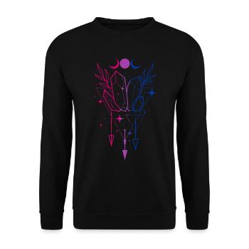 Bisexuel Bi-Pride Cristaux avec Lune et Flèches - Sweat-shirt Unisexe - noir - Devant - Alina (178cm) & Michal (187cm)