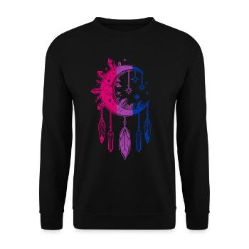 Bisexuel Lune & Cristaux Bi-Pride Attrape-rêves - Sweat-shirt Unisexe - noir - Devant - Alina (178cm) & Michal (187cm)