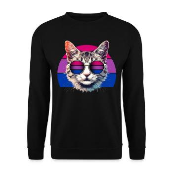 Chat bisexuel Rétro Bi Flag LGBTQ+ - Sweat-shirt Unisexe - noir - Devant - Alina (178cm) & Michal (187cm)