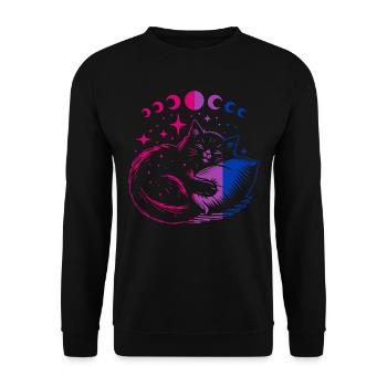 Bi-chat dort sous les phases de lune et les étoiles - Sweat-shirt Unisexe - noir - Devant - Alina (178cm) & Michal (187cm)