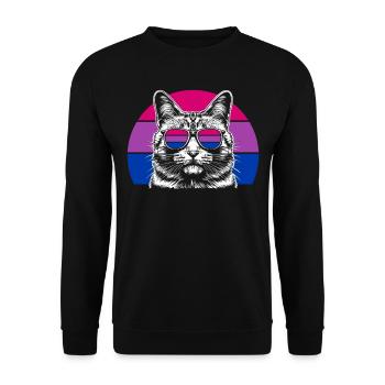 Cat Sunglasses Bi Colors Retro Bisexual - Unisex Sweatshirt - black - Front - Alina (178cm) & Michal (187cm)