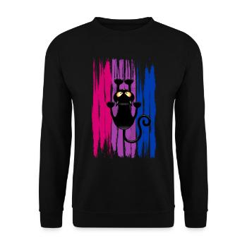 Bisexuel Fierté Drôle Chat Grattage Bi Colors - Sweat-shirt Unisexe - noir - Devant - Alina (178cm) & Michal (187cm)