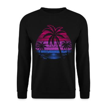 Bisexual Palm Trees Sunset Pride Colors - Unisex Sweatshirt - black - Front - Alina (178cm) & Michal (187cm)
