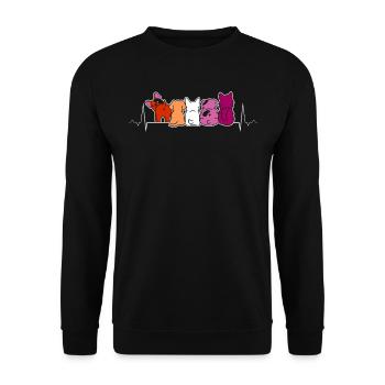 Lesbian Heartbeat With Cute Dogs Pride Love - Unisex Sweatshirt - black - Front - Alina (178cm) & Michal (187cm)