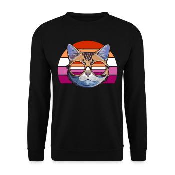 Cool retro cat with glasses and lesbian colors - Unisex Sweatshirt - black - Front - Alina (178cm) & Michal (187cm)