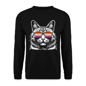 Chat cool avec des lunettes et un look rétro lesbien - Sweat-shirt Unisexe - noir - Devant - Alina (178cm) & Michal (187cm)