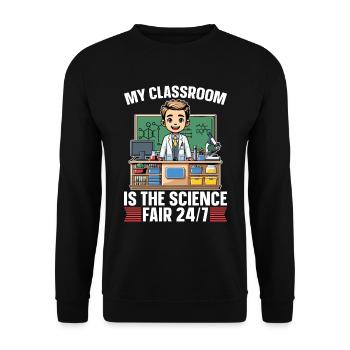 STEM Teacher My Classroom Is The Science Educator - Unisex Pullover - Schwarz - Vorne - Alina (178cm) & Michal (187cm)