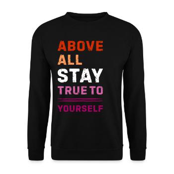 Starker lesbischer Pride in den Farben der Flagge - Unisex Pullover - Schwarz - Vorne - Alina (178cm) & Michal (187cm)