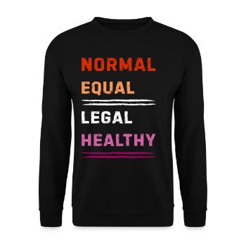 Starker lesbischer Pride in den Farben der Flagge - Unisex Pullover - Schwarz - Vorne - Alina (178cm) & Michal (187cm)