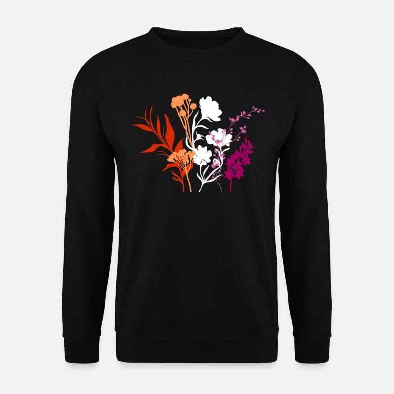 Minimalistische Wildblumen Lesben-Pride Naturkunst - Unisex Pullover - Schwarz