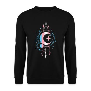 Transgender Mond und Sterne himmlisches Design - Unisex Pullover - Schwarz - Vorne - Alina (178cm) & Michal (187cm)