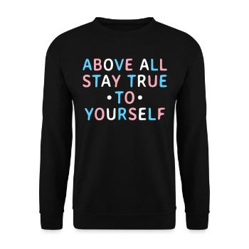Colorful trans message in transgender flag colors - Unisex Sweatshirt - black - Front - Alina (178cm) & Michal (187cm)
