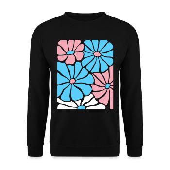 Fleurs transgenres dans la fierté Couleurs Rose Bleu Blanc - Sweat-shirt Unisexe - noir - Devant - Alina (178cm) & Michal (187cm)