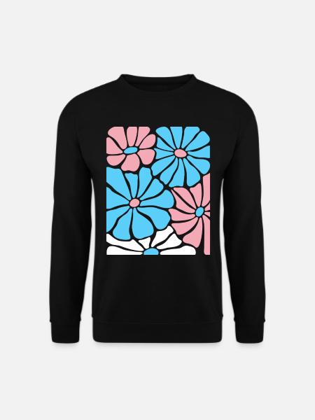 Transgender Blumen In Pride Farben Rosa Blau Weiß - Unisex Pullover - Schwarz