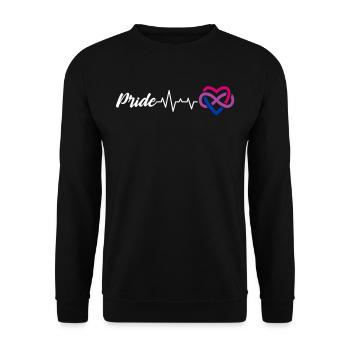 Pride Heartbeat Infinity en couleurs bisexuelles - Sweat-shirt Unisexe - noir - Devant - Alina (178cm) & Michal (187cm)