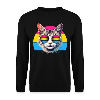 Pansexuell Pride Katze Sonnenbrille LGBTQ+ - Unisex Pullover - Schwarz - Vorne - Alina (178cm) & Michal (187cm)