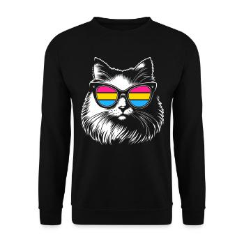Pansexual Fluffy Cat Sunglasses LGBTQ+ - Unisex Sweatshirt - black - Front - Alina (178cm) & Michal (187cm)