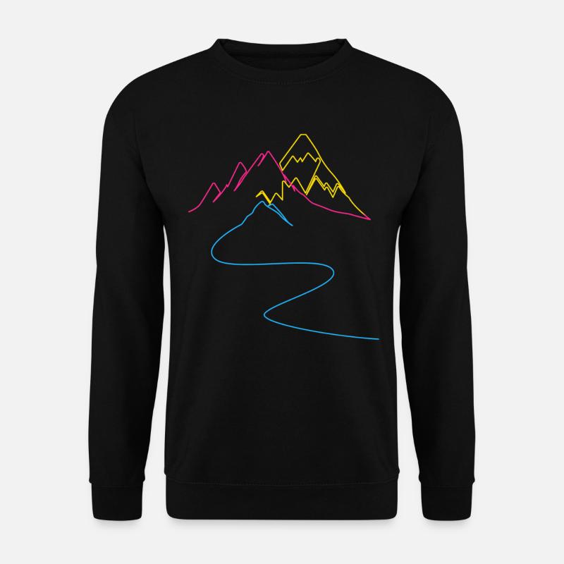 Pansexual Pride Berge mit Bunter Weg Linienkunst - Unisex Pullover - Schwarz