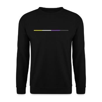 Nonbinary Pride Flagge Minimalistisch LGBTQ+ - Unisex Pullover - Schwarz - Vorne - Alina (178cm) & Michal (187cm)
