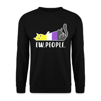 Cat Nonbinary Pride Ew People Enby Humor - Unisex Sweatshirt - black - Front - Alina (178cm) & Michal (187cm)