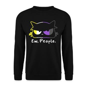 Cat Nonbinary Pride Ew People Enby Humor - Unisex Sweatshirt - black - Front - Alina (178cm) & Michal (187cm)