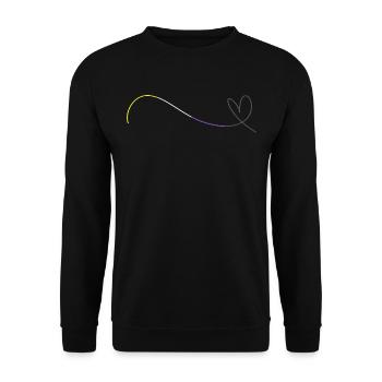 Nonbinary Pride Herzlinie Liebe minimalistisch - Unisex Pullover - Schwarz - Vorne - Alina (178cm) & Michal (187cm)