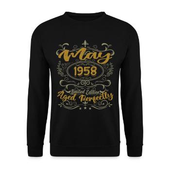 Geboren im Mai 1958 Geburtstag Mai 1958 Geburtstag Mai 1958 - Unisex Pullover - Schwarz - Vorne - Alina (178cm) & Michal (187cm)