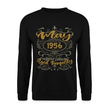 Geboren im Mai 1956 Geburtstag Mai 1956 Geburtstag Mai 1956 - Unisex Pullover - Schwarz - Vorne - Alina (178cm) & Michal (187cm)