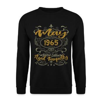 Geboren im Mai 1965 Geburtstag Mai 1965 Geburtstag Mai 1965 - Unisex Pullover - Schwarz - Vorne - Alina (178cm) & Michal (187cm)