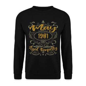 Geboren im Mai 1981 Geburtstag Mai 1981 Geburtstag Mai 1981 - Unisex Pullover - Schwarz - Vorne - Alina (178cm) & Michal (187cm)