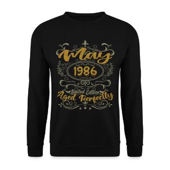 Geboren im Mai 1986 Geburtstag Mai 1986 Geburtstag Mai 1986 - Unisex Pullover - Schwarz - Vorne - Alina (178cm) & Michal (187cm)