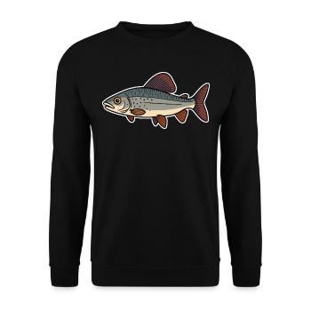 Fisch Äsche - Unisex Pullover - Schwarz - Vorne - Alina (178cm) & Michal (187cm)