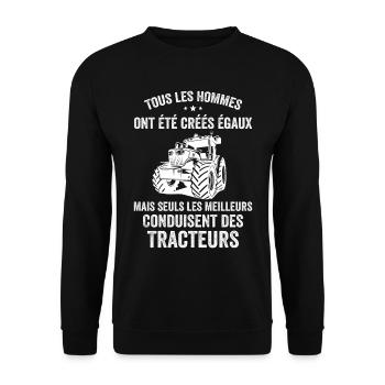 Les Meilleurs Conduisent Des Tracteurs - Sweat-shirt Unisexe - noir - Devant - Alina (178cm) & Michal (187cm)
