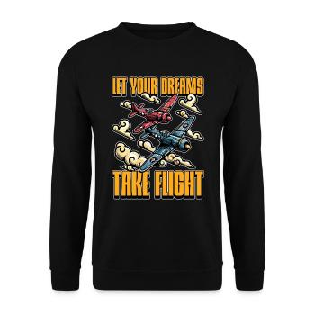 Aerobatic Pilot Let Your Dreams Take Aeroplane - Unisex Pullover - Schwarz - Vorne - Alina (178cm) & Michal (187cm)