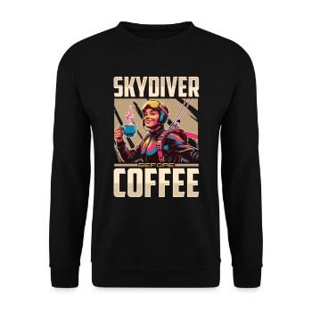 Skydiver Before Coffee Parachuting Coffee Lover - Unisex Sweatshirt - black - Front - Alina (178cm) & Michal (187cm)