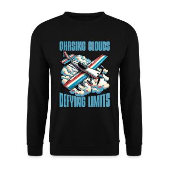 Aerobatic Pilot Chasing Clouds Defying Model Pilot - Unisex Pullover - Schwarz - Vorne - Alina (178cm) & Michal (187cm)