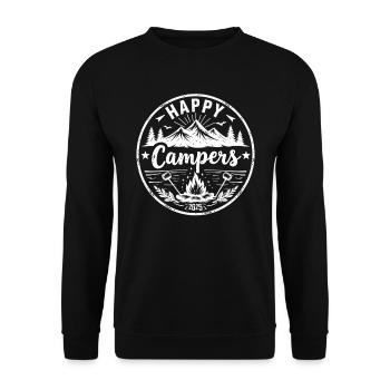 Happy Campers 2025, Friends Camping Adventures - Unisex Sweatshirt - black - Front - Alina (178cm) & Michal (187cm)