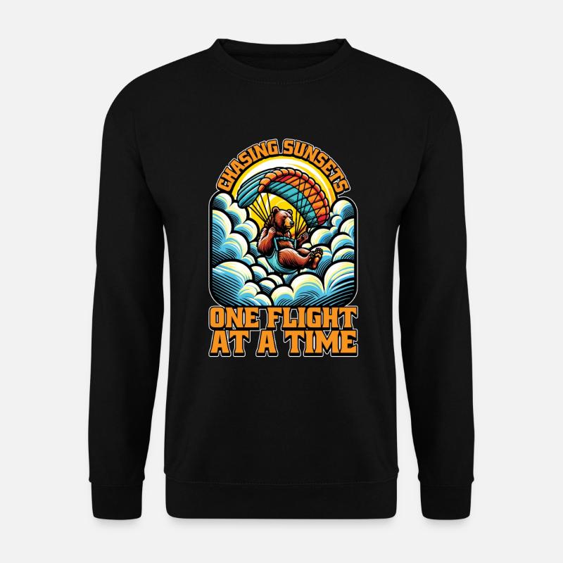 Paragliding Chasing Sunsets Parachuting Paraglider - Unisex Sweatshirt - black