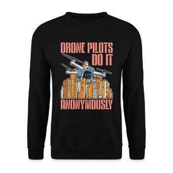 Drone Pilots Do It Anonymously Drone Operator - Unisex Sweatshirt - black - Front - Alina (178cm) & Michal (187cm)