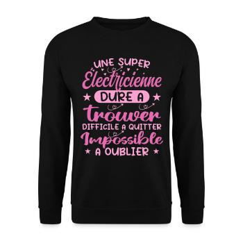 Ein Super-Elektriker - Elektriker-Geschenk - Unisex Pullover - Schwarz - Vorne - Alina (178cm) & Michal (187cm)