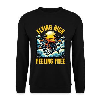 Drone Enthusiast Flying High Feeling Free Aviation - Unisex Sweatshirt - black - Front - Alina (178cm) & Michal (187cm)
