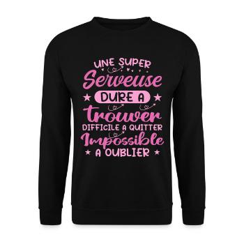 Une Super Serveuse - Cadeau serveuse - Sweat-shirt Unisexe - noir - Devant - Alina (178cm) & Michal (187cm)